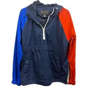 Michael Kors Spell Out Hooded Multicolor Half Zip Windbreaker Jacket Mens Small